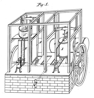 Patent drawing of John Gorrie's ice making machine