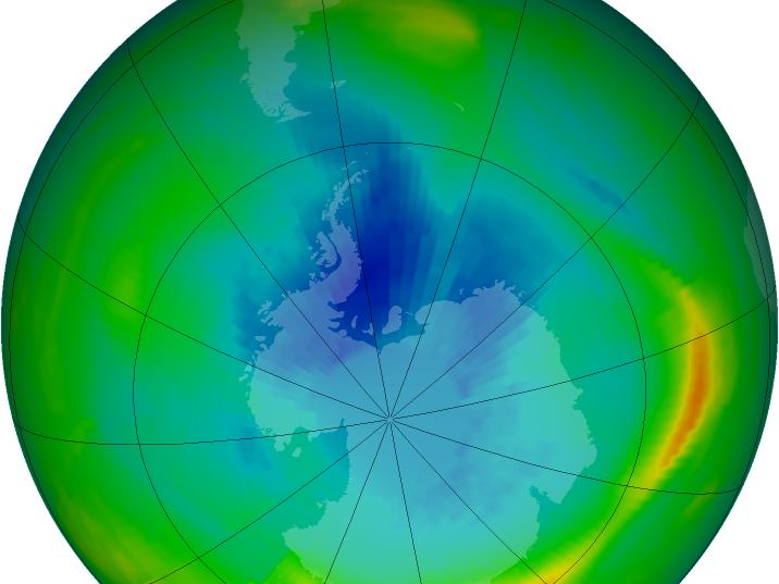 A NASA globe map of ozone over Antarctica in 1979